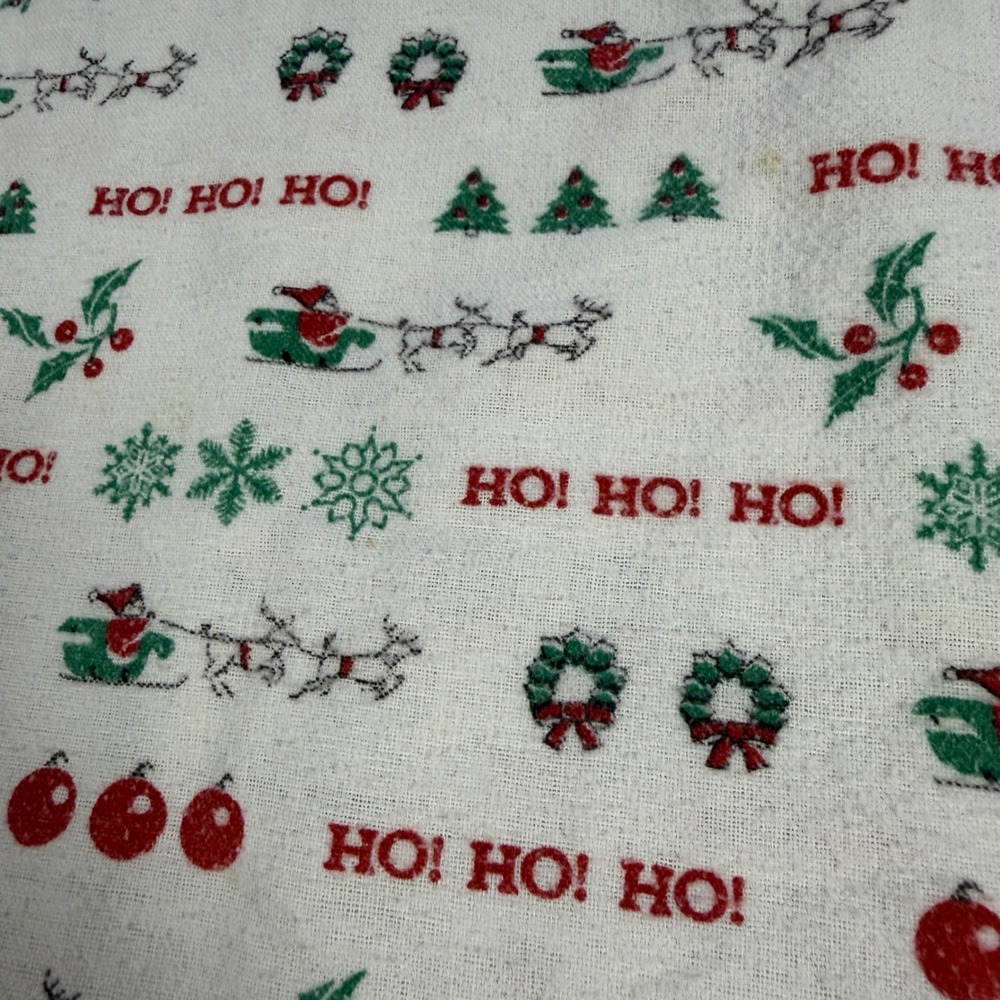 Vintage Oscar de la Renta Christmas Flannel Nightgown White Red L Grandmacore - Picture 3 of 9
